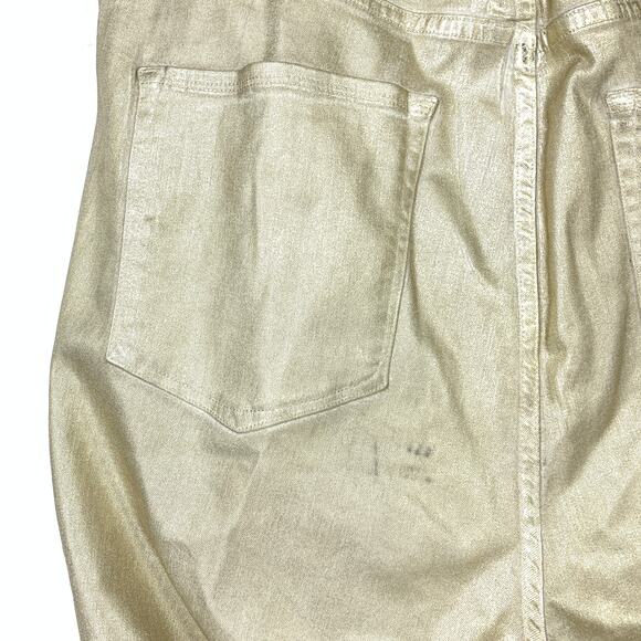 Good American Jeans Women's Size 22 High Rise Good Legs Denim Gold Metallic - Picture 4 of 8